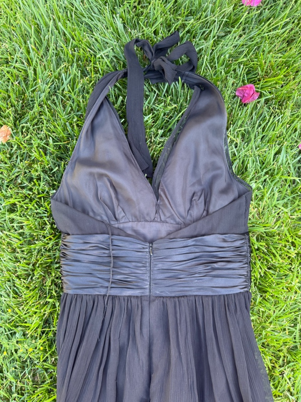 Maggy London 100% Silk Black Halter Neck Midi Dress - Picture 7 of 11